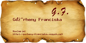 Görheny Franciska névjegykártya